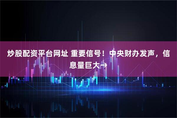 炒股配资平台网址 重要信号！中央财办发声，信息量巨大→